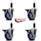 Service Caster 4'' Blue Poly Swivel 1-1/8'' Expanding Stem Caster Set with Brake, 4PK SCC-EX20S414-PPUB-BLUE-PLB-118-4 - alternate 4